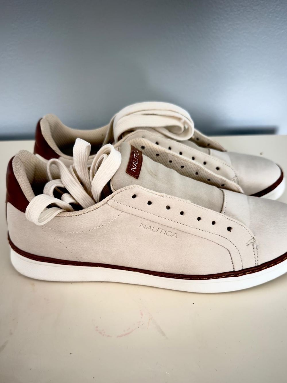 Nautica Men’s Sneakers in Marfil & Off-White with Brown Accents